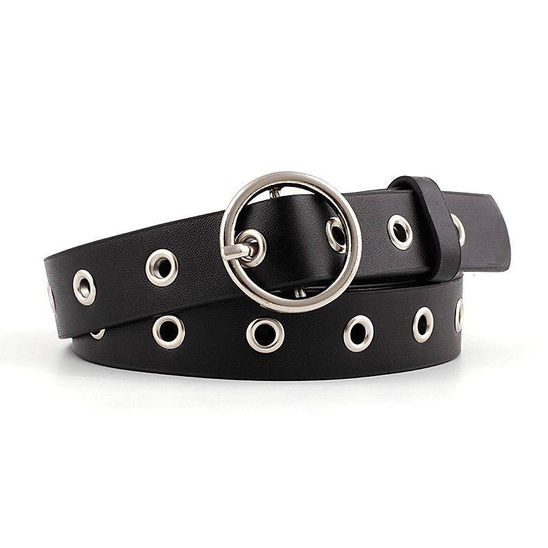 Hollow Eyelet Belt Moda Damska Okrągła Ozdoba Z Klamrą