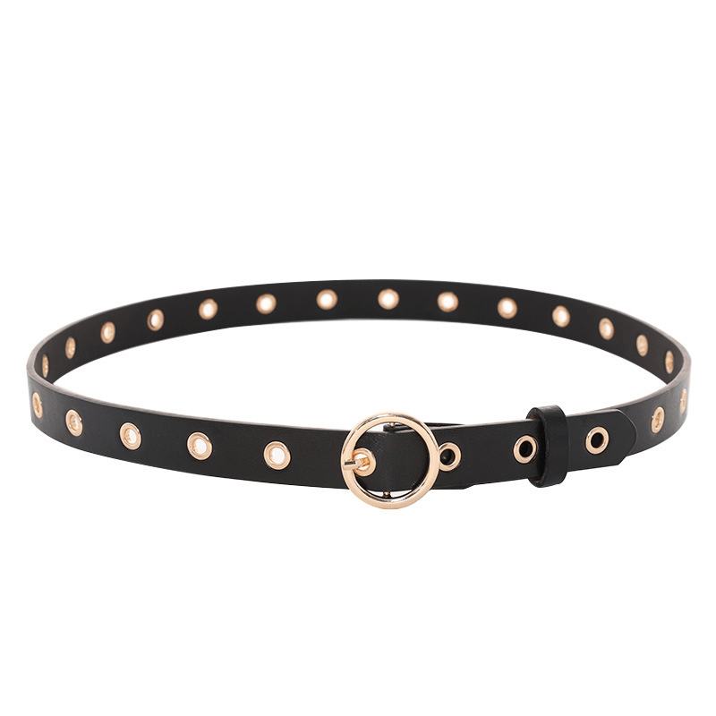 Hollow Eyelet Belt Moda Damska Okrągła Ozdoba Z Klamrą