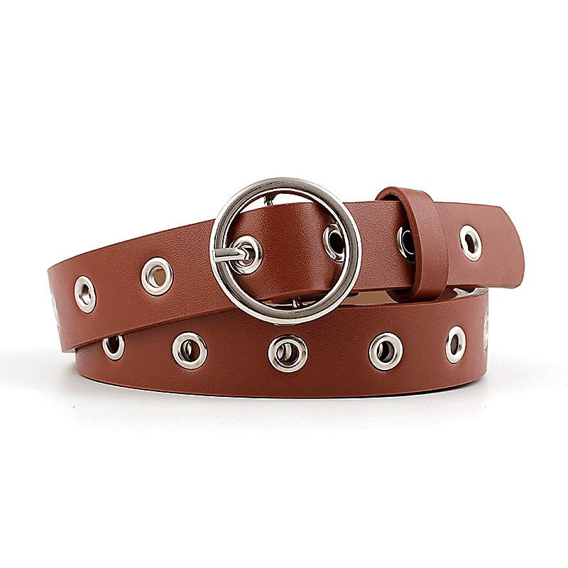 Hollow Eyelet Belt Moda Damska Okrągła Ozdoba Z Klamrą