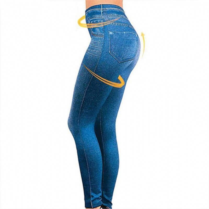 Idealne Dopasowanie Dżinsy Legginsy Modele Wybuchu Imitacja Dżinsu Damskie Legginsy 9 Punktów Spodnie Ciągnąć Włosy Drukuj Imitacja Dżinsu