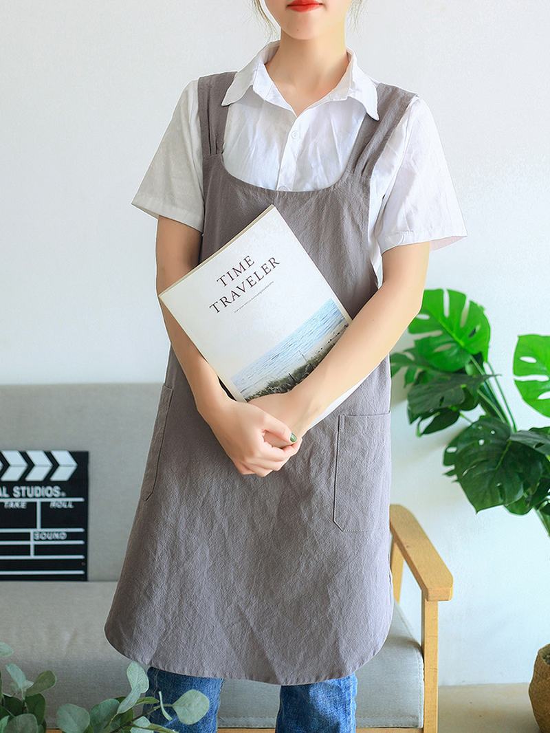Japońska Sukienka Bez Rękawów Z Krzyżowym Tyłem W Stylu Vintage Z Kieszenią