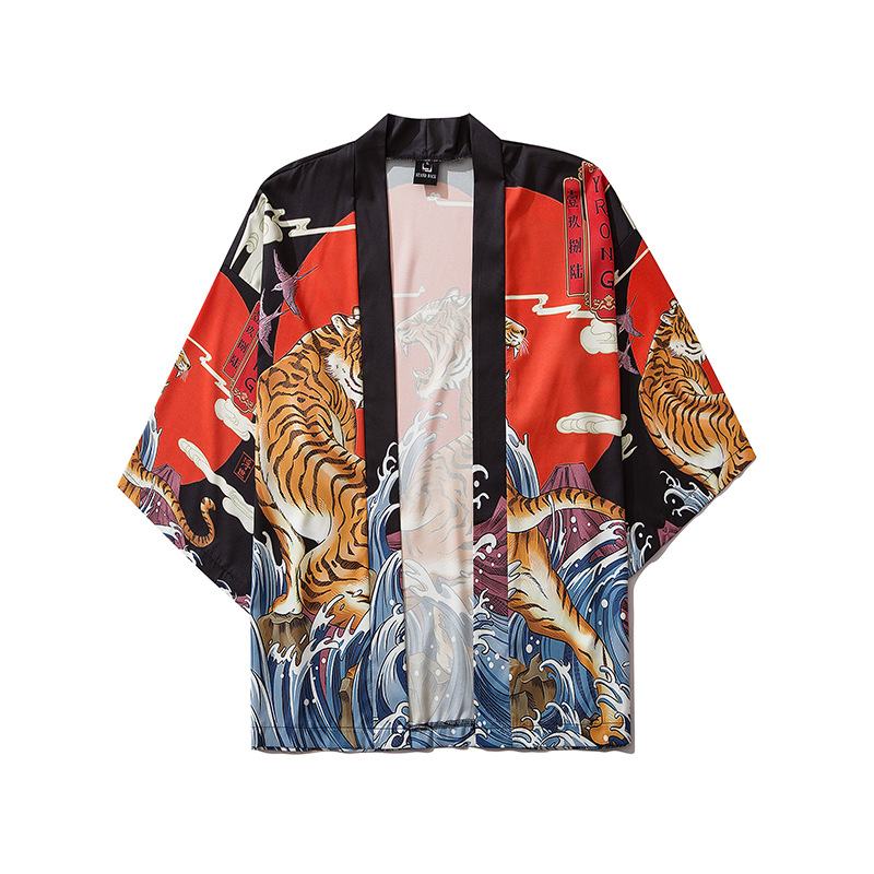 Japoński Strój Szaty Ukiyo-e Tiger Drukowanie Kimono