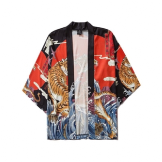 Japoński Strój Szaty Ukiyo-e Tiger Drukowanie Kimono