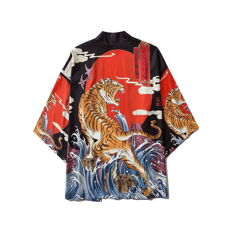 Japoński Strój Szaty Ukiyo-e Tiger Drukowanie Kimono