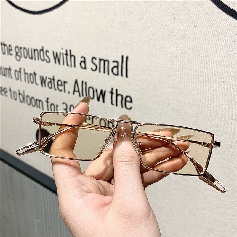Jasnozielone Okulary Przeciwsłoneczne Z Metalową Ramką