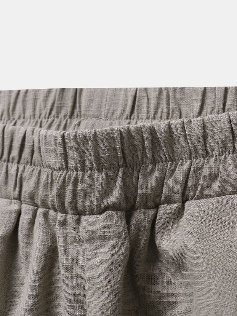 Jednokolorowa Kieszeń Elastyczna Talia Sznurek Projekt Casual Bawełniane Spodnie Damskie