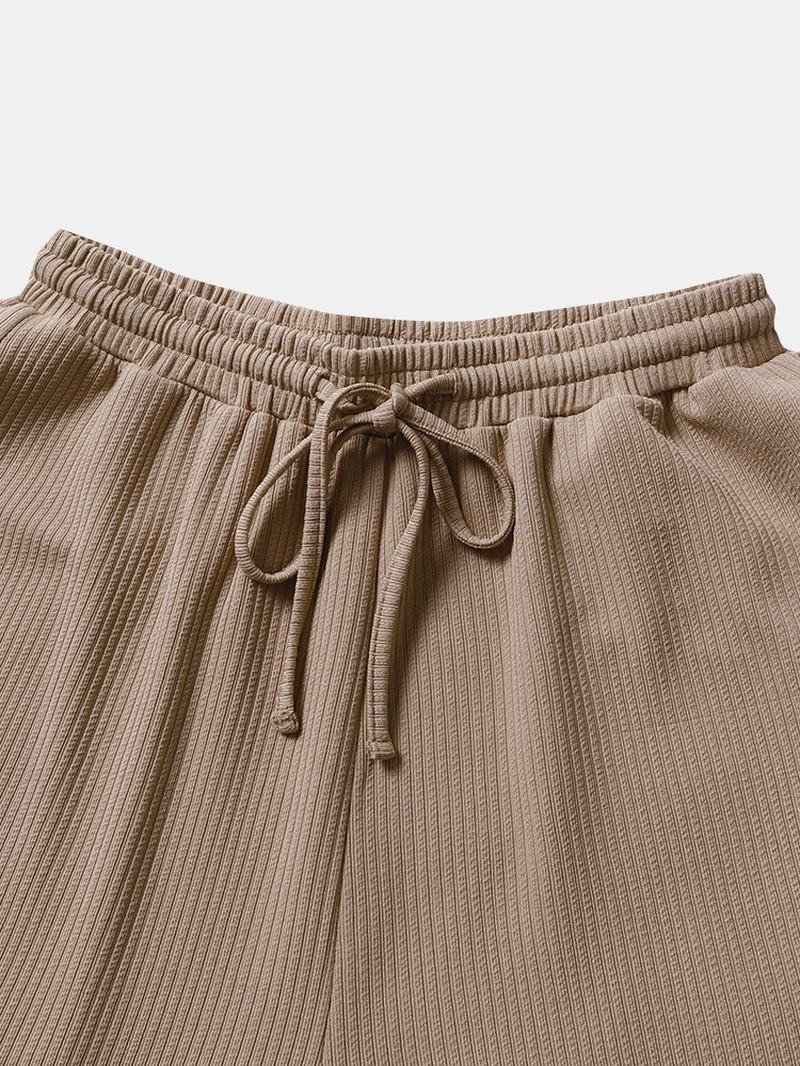 Jednokolorowe Gładkie Ściągaczowe Spodnie Z Dzianiny W Prążki Dla Kobiet