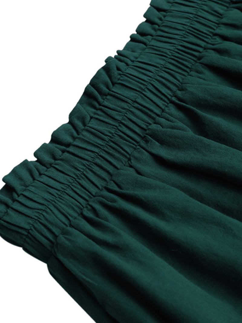 Jednolity Kolor A-line Ruffle Hem Elastyczny Pas Plisowane Spódnice Na Co Dzień Dla Kobiet