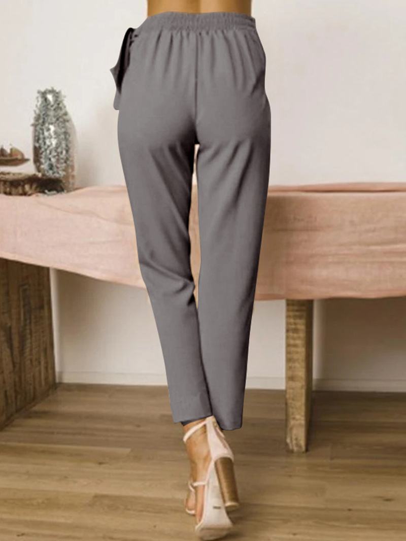 Jednolity Kolor Wysokiej Talii Bandaż Projekt Harem Casual Spodnie Luźne Spodnie
