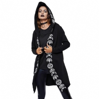 Jesień Gothic Casual Cool Chic Black Plus Size Bluzy Damskie Luźne Bawełniane Bluzy Z Kapturem Gładki Nadruk Kobiece Bluzy Punkowe
