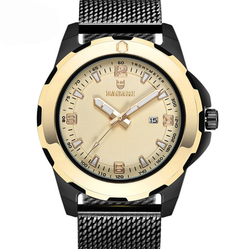 Kalendarz Biznesmenów Wrist Watch Full Steel Luminous Display Zegarki Kwarcowe
