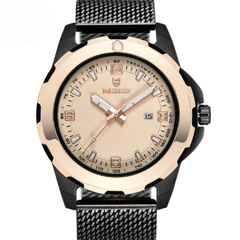 Kalendarz Biznesmenów Wrist Watch Full Steel Luminous Display Zegarki Kwarcowe