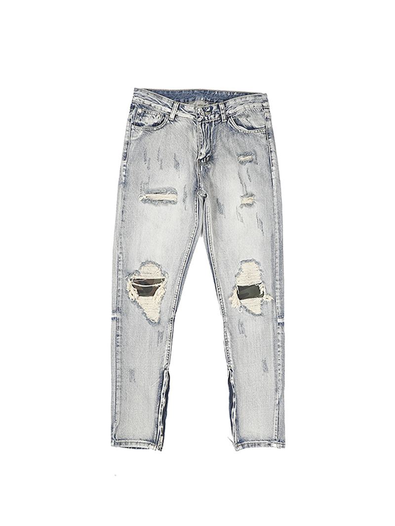Kamuflaż Patch Patch Wash Water Distressed Jeans