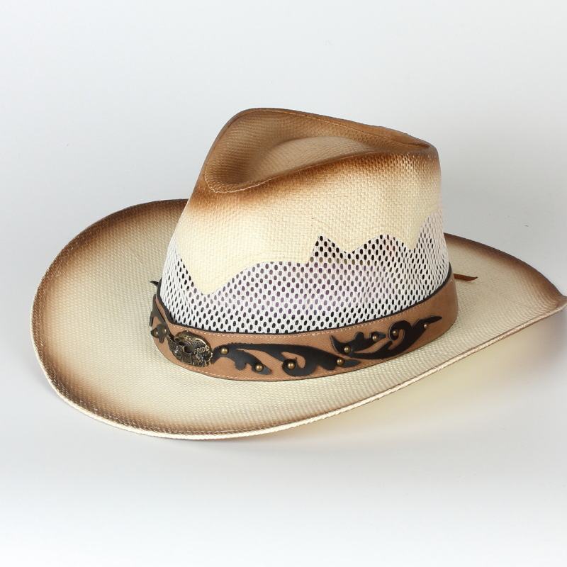Kapelusz Męski Wiosna Western Cowboy Hat Summer Moda Big Eaves Green