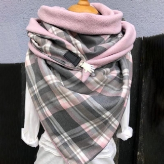 Kobiety Bawełna Plus Gruby Utrzymać Ciepło Zima Na Zewnątrz Dorywczo Kraty Wzór Kontrastowy Kolor Wielofunkcyjny Szalik Szal