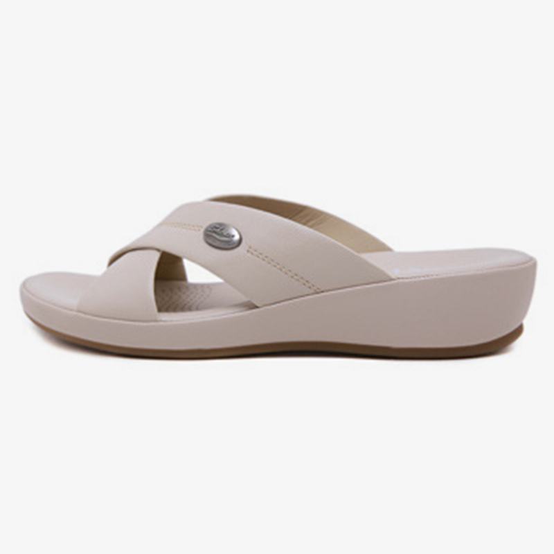 Kobiety Beach Peep Toe Cross Strap Kliny Sandały Na Obcasie