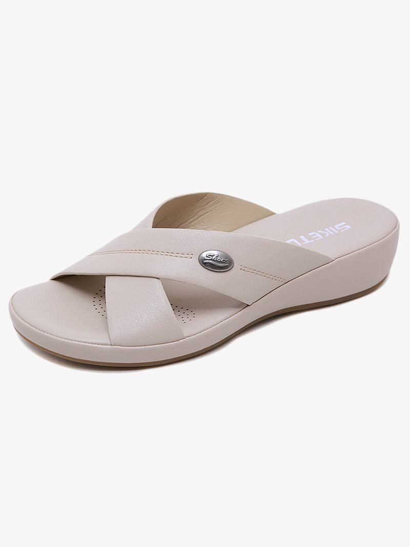 Kobiety Beach Peep Toe Cross Strap Kliny Sandały Na Obcasie