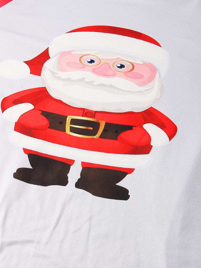 Kobiety Boże Narodzenie Santa Claus Drukowanie Pullover Plaid Elastyczne Spodnie W Pasie Home Casual Zestaw Piżamy