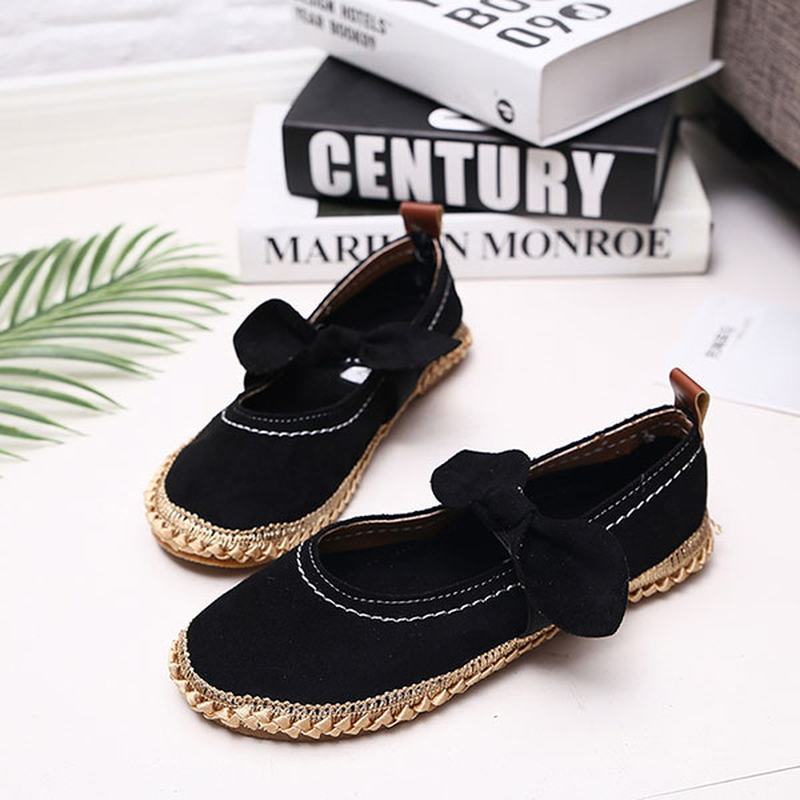 Kobiety Bowknot Okrągłe Toe Slip-on Suede Outdoor Flat Casual Shoes