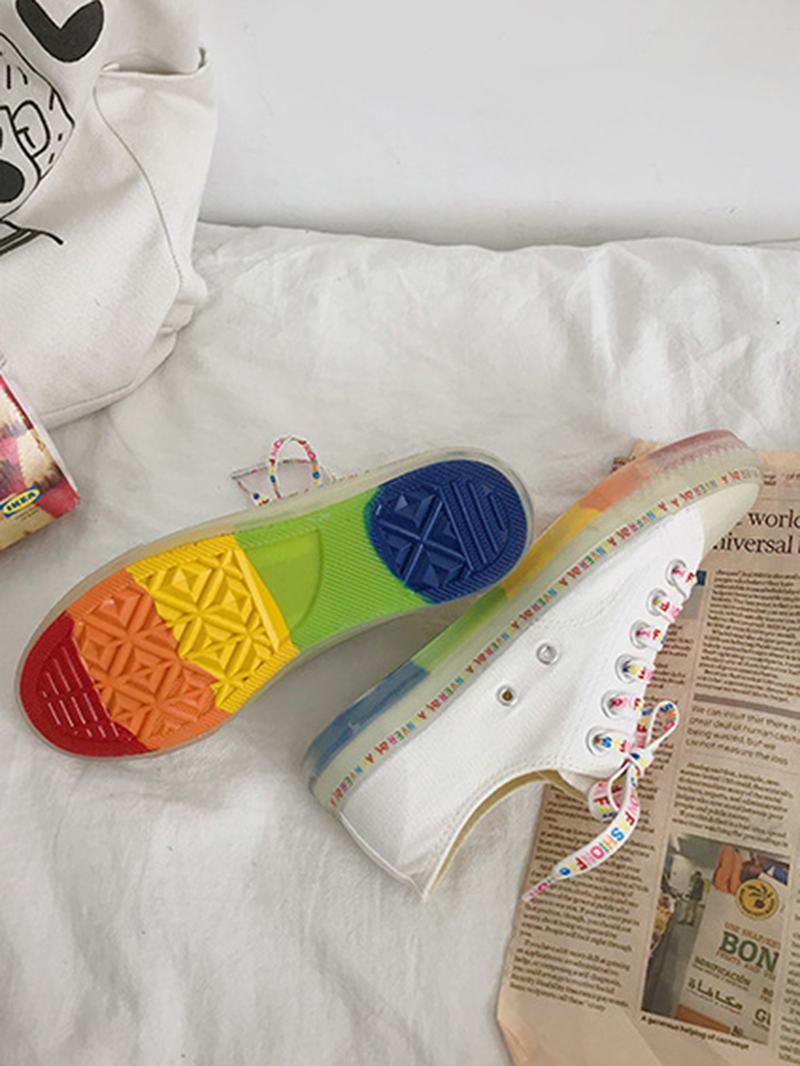 Kobiety Canvas Low Top Rainbow Sole Casual Student Flats
