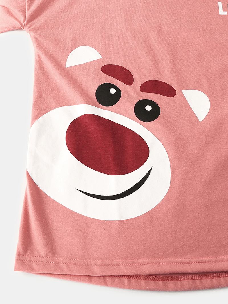 Kobiety Cartoon Animal Drukowanie Bluzka Stripe Jogger Pants Cotton Home Casual Piżamy Set