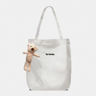 Kobiety Casual Canvas Wodoodporna Torebka List Wzór Torba Na Zakupy Magnetyczne Snap Akcesoria Dla Lalek Tote Torba Na Ramię