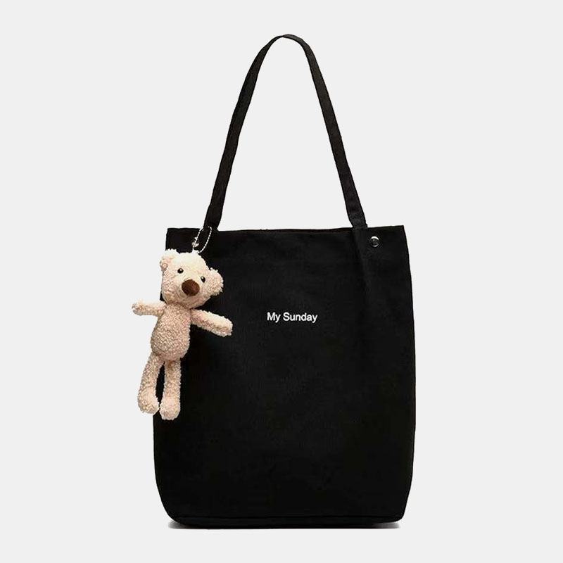 Kobiety Casual Canvas Wodoodporna Torebka List Wzór Torba Na Zakupy Magnetyczne Snap Akcesoria Dla Lalek Tote Torba Na Ramię