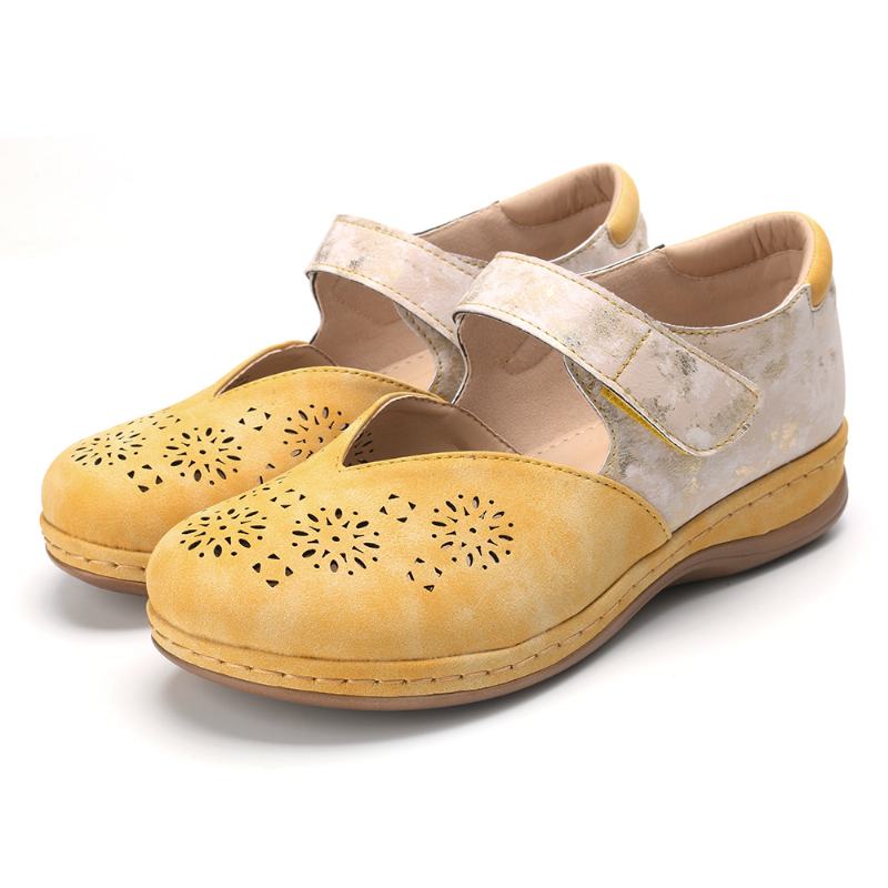 Kobiety Casual Color Splicing Hollow Hook Loop Flats