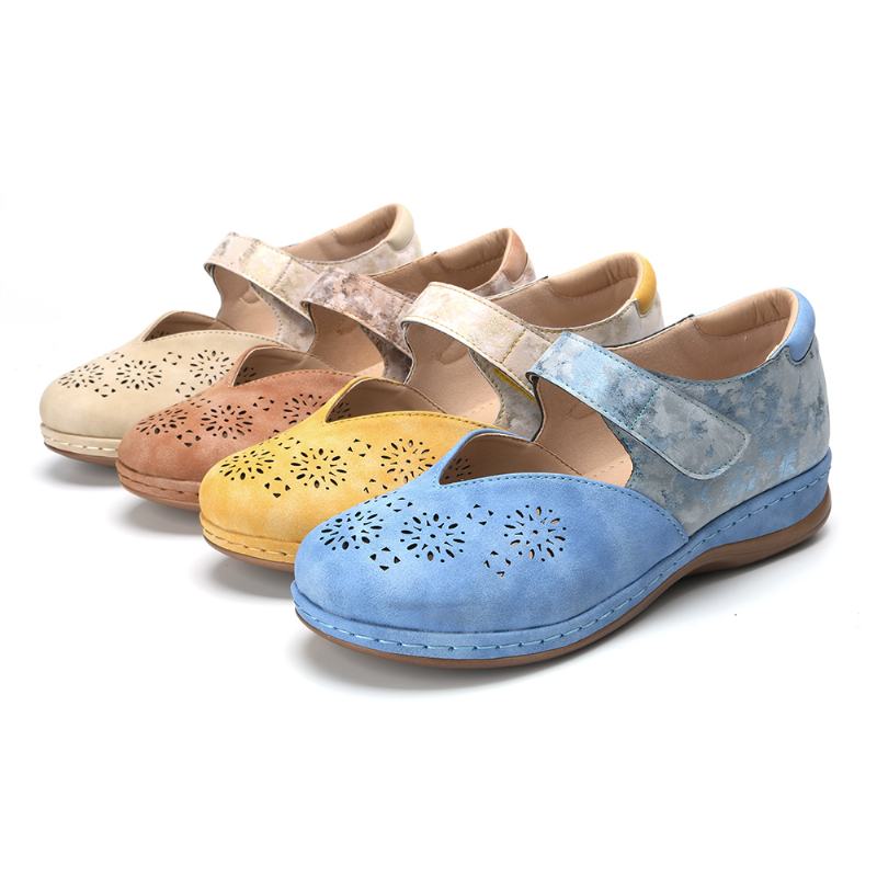 Kobiety Casual Color Splicing Hollow Hook Loop Flats