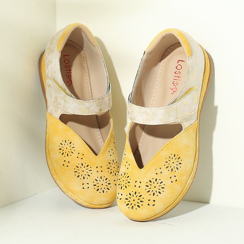 Kobiety Casual Color Splicing Hollow Hook Loop Flats