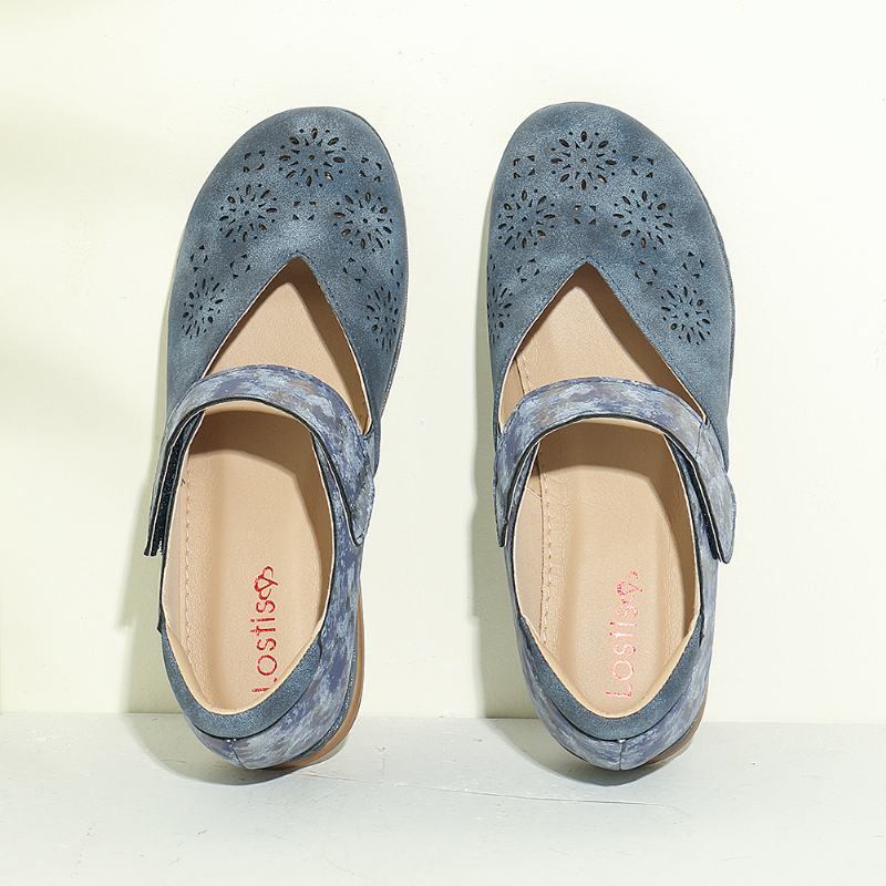 Kobiety Casual Color Splicing Hollow Hook Loop Flats