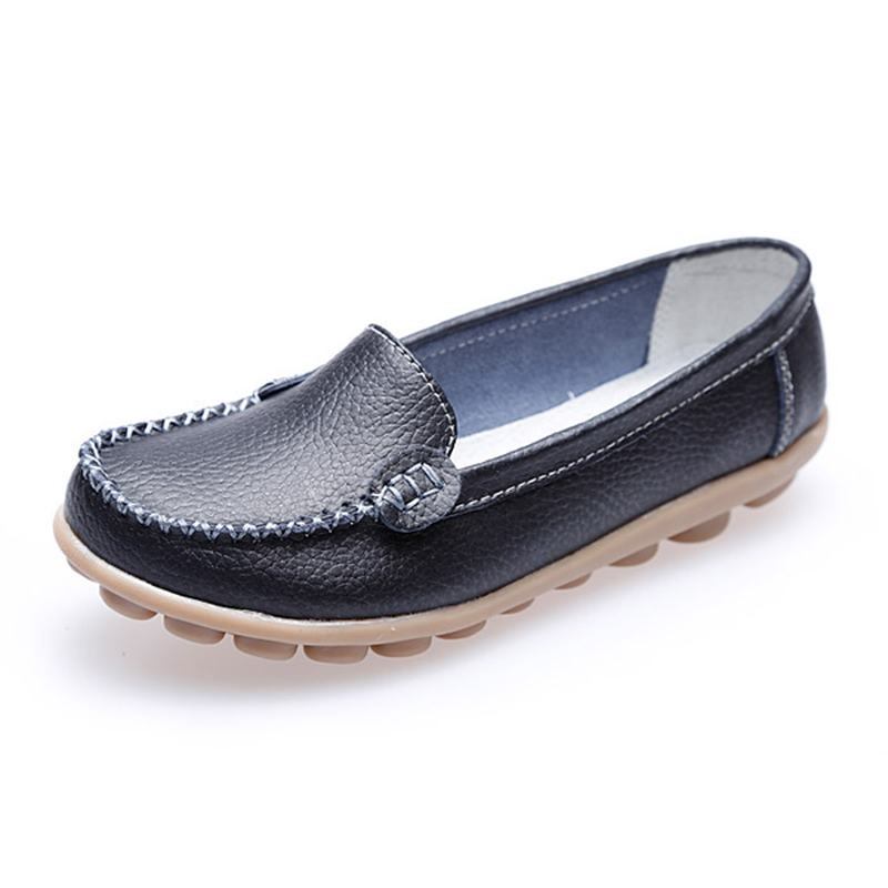 Kobiety Casual Flats Okrągłe Toe Loafers Miękka Podeszwa Slip On Flat Loafers