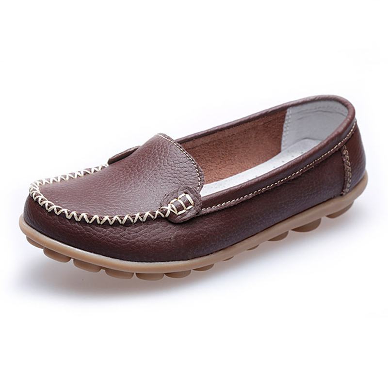 Kobiety Casual Flats Okrągłe Toe Loafers Miękka Podeszwa Slip On Flat Loafers