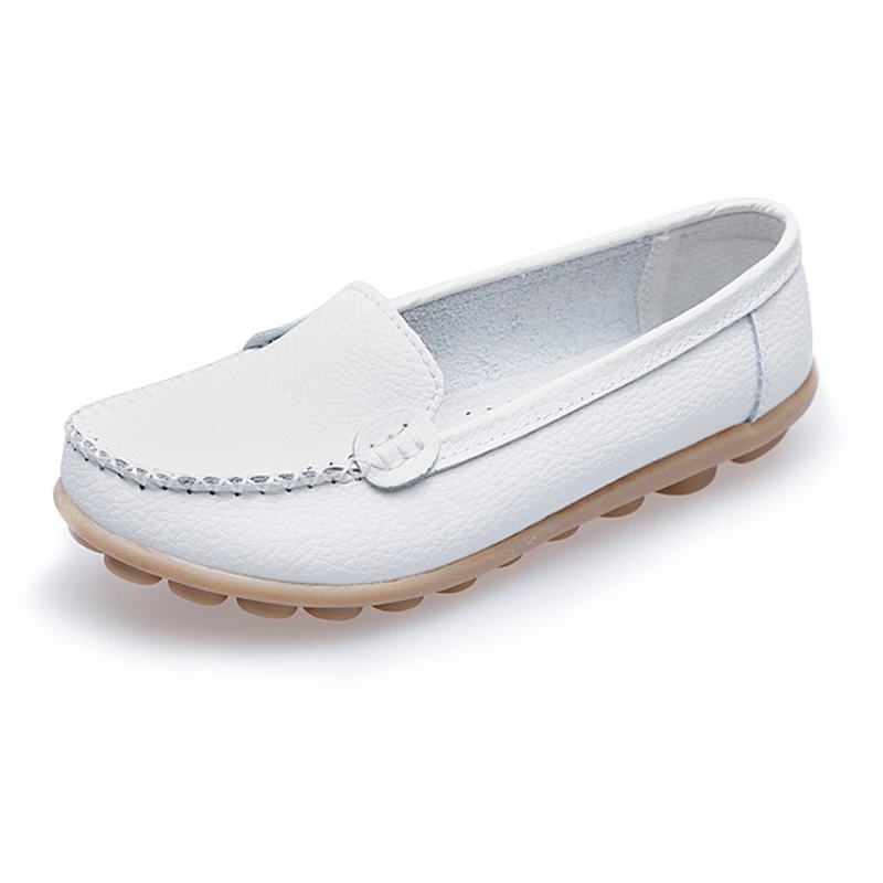 Kobiety Casual Flats Okrągłe Toe Loafers Miękka Podeszwa Slip On Flat Loafers