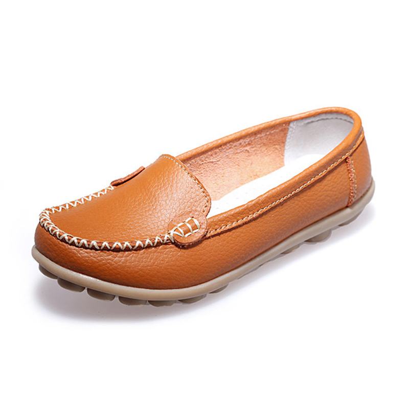 Kobiety Casual Flats Okrągłe Toe Loafers Miękka Podeszwa Slip On Flat Loafers