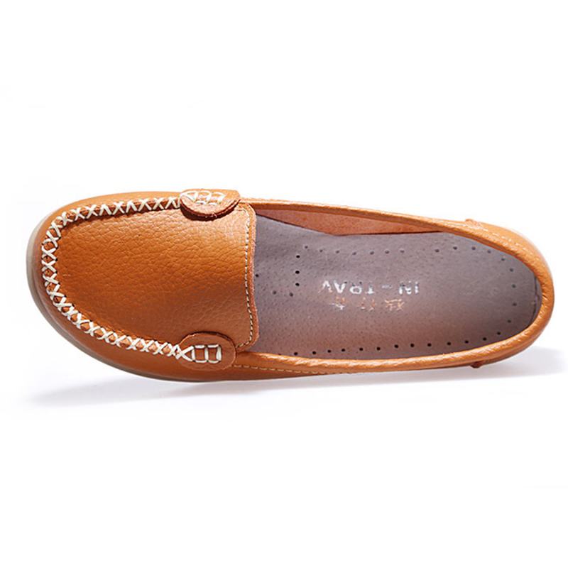 Kobiety Casual Flats Okrągłe Toe Loafers Miękka Podeszwa Slip On Flat Loafers