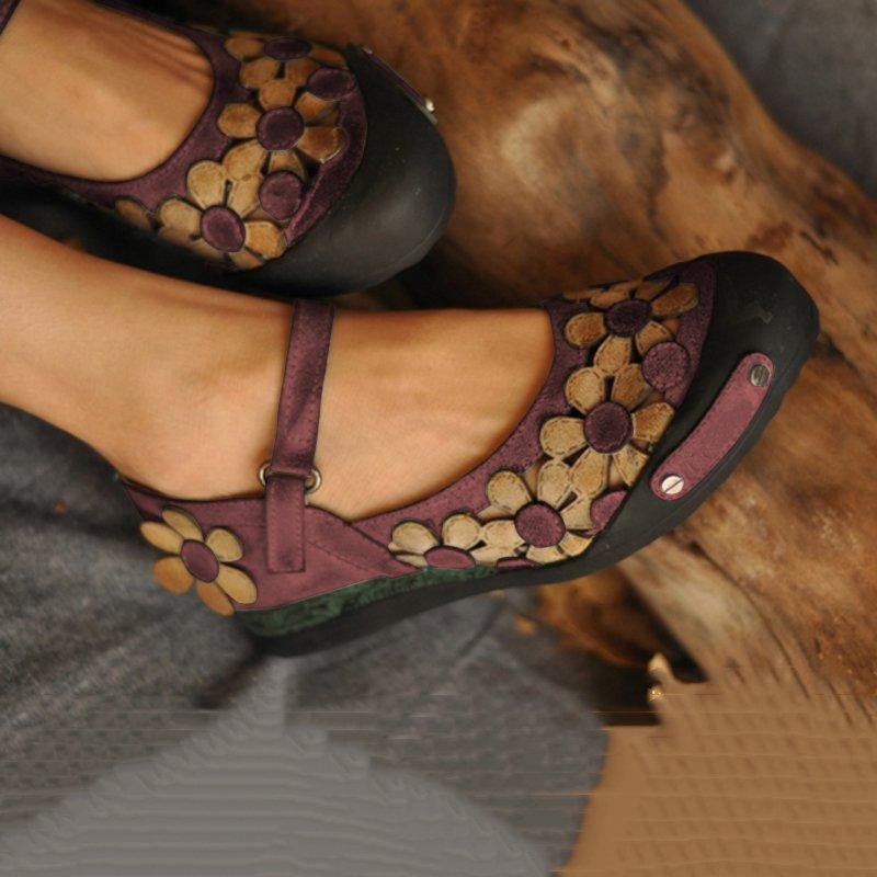 Kobiety Casual Flower Loafers Miękkie Buty Na Płaskim Obcasie