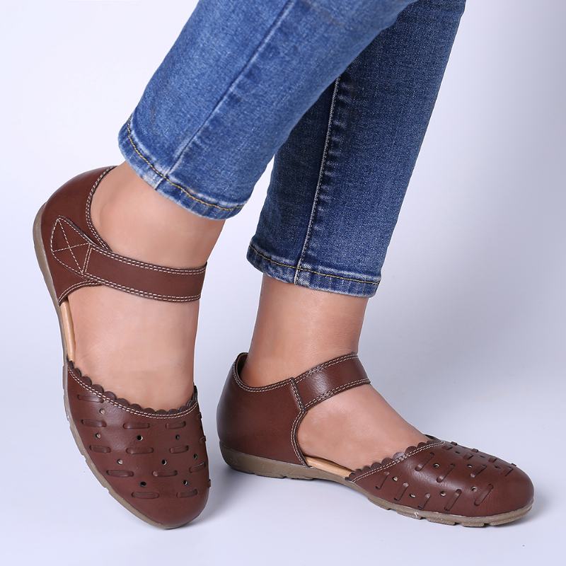 Kobiety Casual Hollow Out Hoop Loop Flats