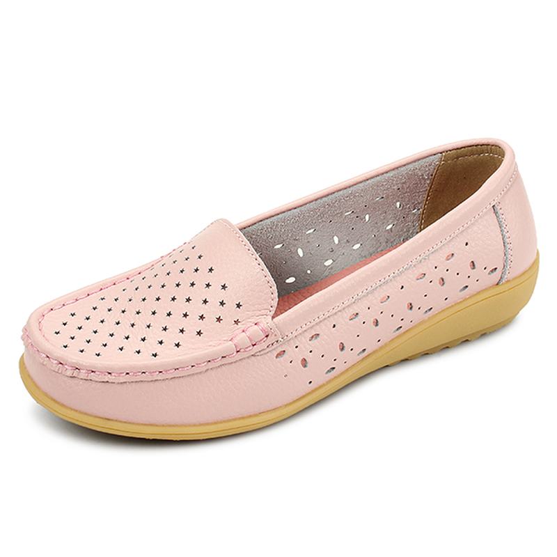 Kobiety Casual Hollow Out Miękkie Wygodne Letnie Buty Wsuwane Na Zewnątrz Mieszkania Loafer