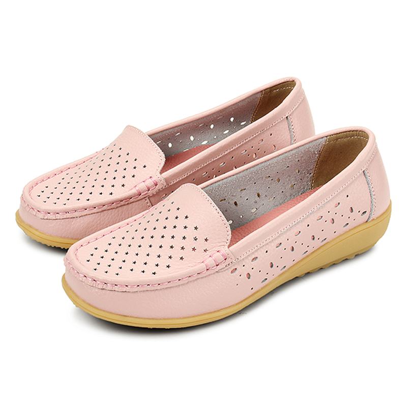 Kobiety Casual Hollow Out Miękkie Wygodne Letnie Buty Wsuwane Na Zewnątrz Mieszkania Loafer