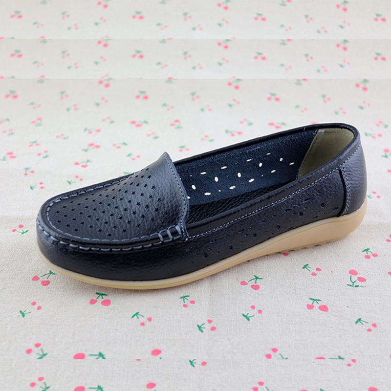 Kobiety Casual Hollow Out Miękkie Wygodne Letnie Buty Wsuwane Na Zewnątrz Mieszkania Loafer