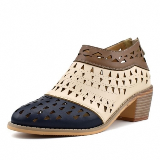 Kobiety Casual Migdałowe Toe Hollow Out Chunky Heel Botki