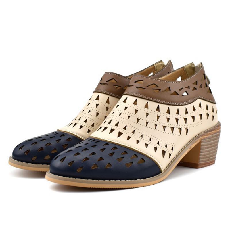 Kobiety Casual Migdałowe Toe Hollow Out Chunky Heel Botki