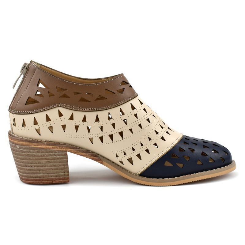 Kobiety Casual Migdałowe Toe Hollow Out Chunky Heel Botki