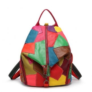 Kobiety Casual Patchwork Oryginalne Skórzane Torby Na Ramię O Dużej Pojemności Torby Crossbody