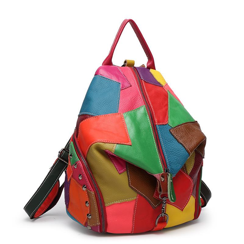 Kobiety Casual Patchwork Oryginalne Skórzane Torby Na Ramię O Dużej Pojemności Torby Crossbody