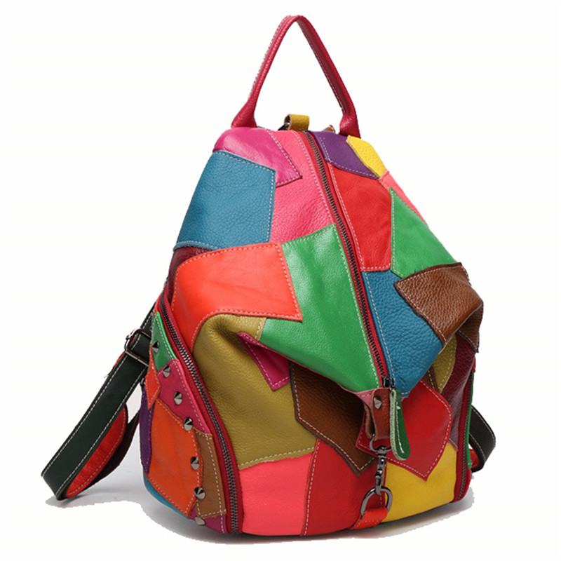 Kobiety Casual Patchwork Oryginalne Skórzane Torby Na Ramię O Dużej Pojemności Torby Crossbody