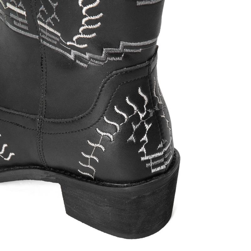 Kobiety Casual Pointed Toe Vintage Haftowane Kowbojskie Buty W Stylu Zachodnim Martin Boots