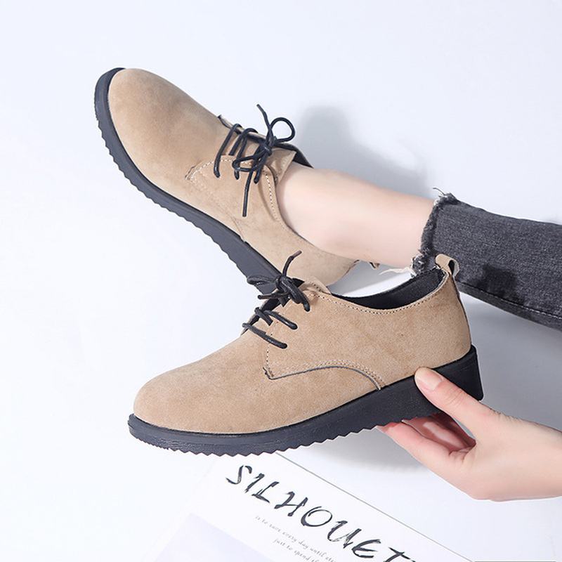 Kobiety Casual Pure Color Lace Up Mieszkania
