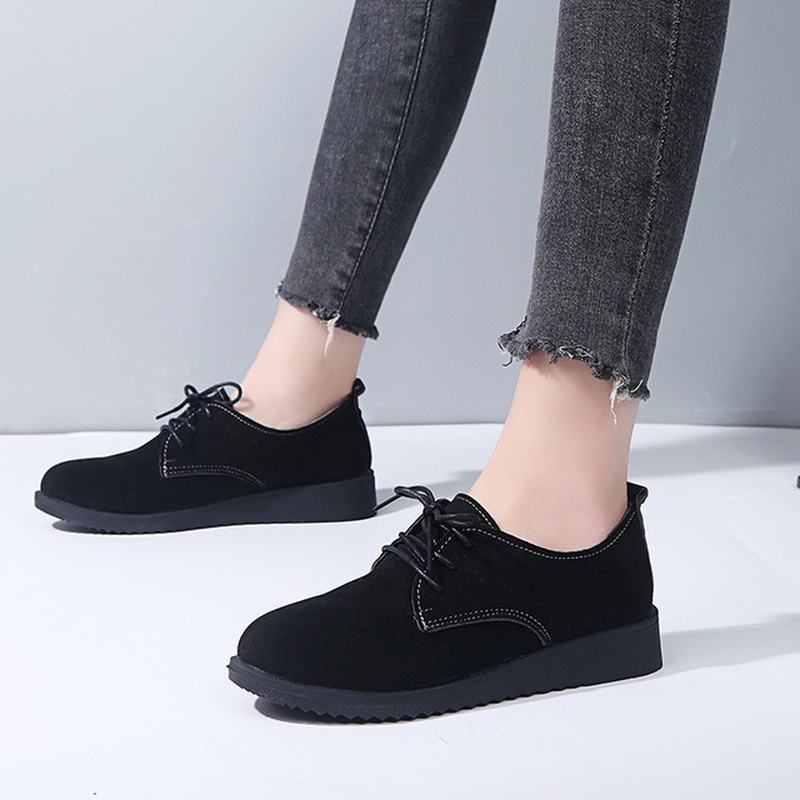 Kobiety Casual Pure Color Lace Up Mieszkania